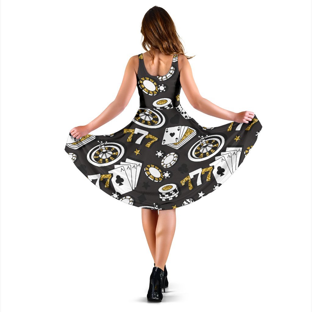 Poker Casino Print Pattern Dress-grizzshop