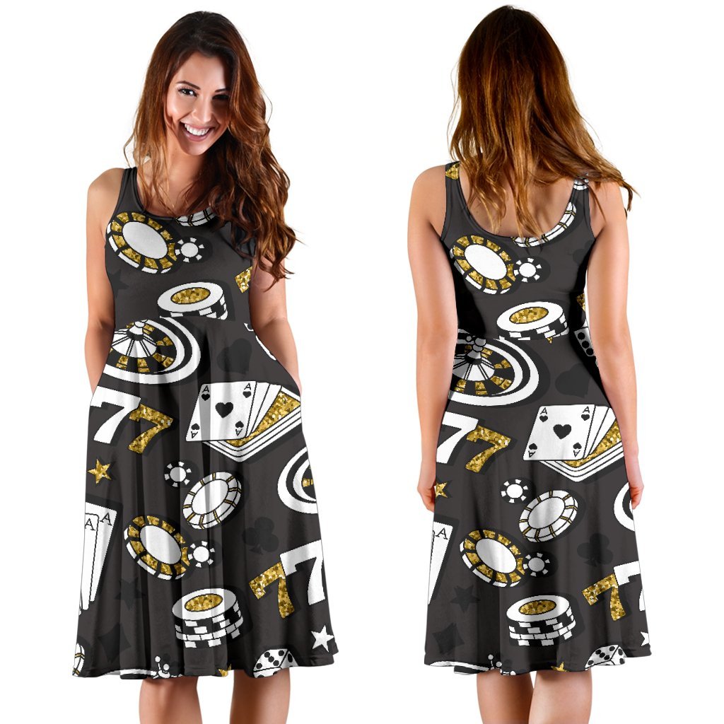 Poker Casino Print Pattern Dress-grizzshop