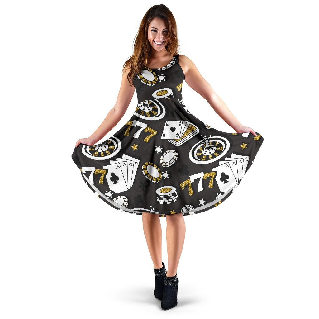 Poker Casino Print Pattern Dress-grizzshop