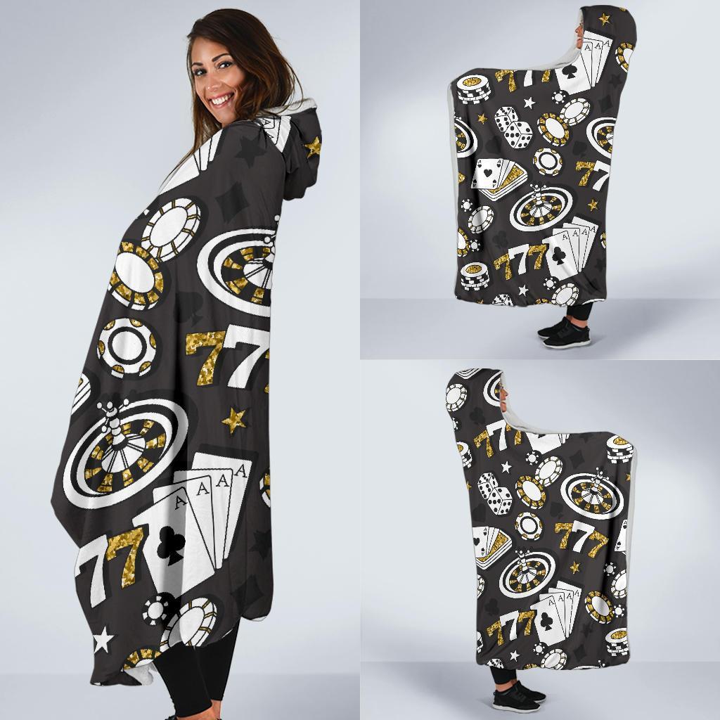 Poker Casino Print Pattern Hooded Blanket-grizzshop