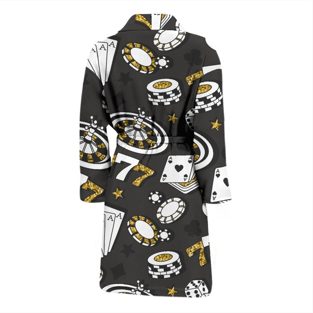 Poker Casino Print Pattern Men Long Robe-grizzshop