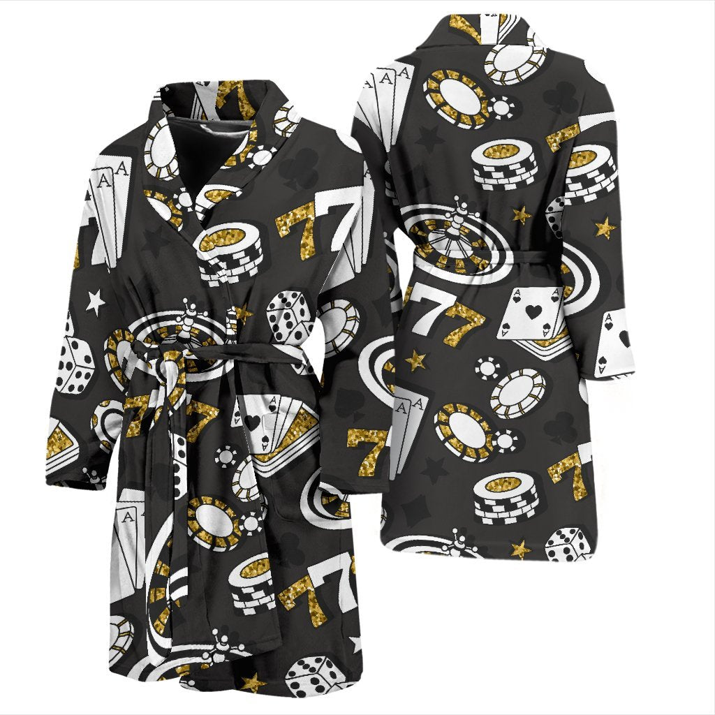 Poker Casino Print Pattern Men Long Robe-grizzshop