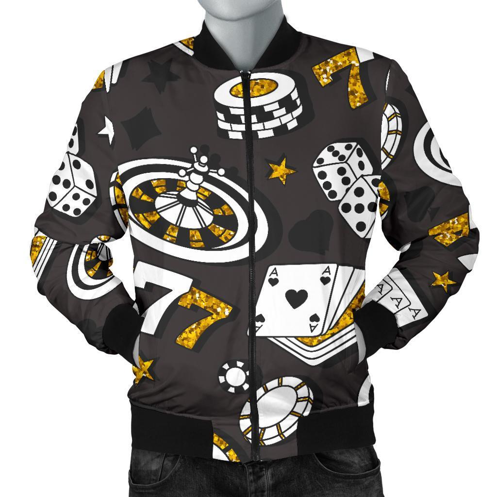 Poker Casino Print Pattern Men's Bomber Jacket-grizzshop