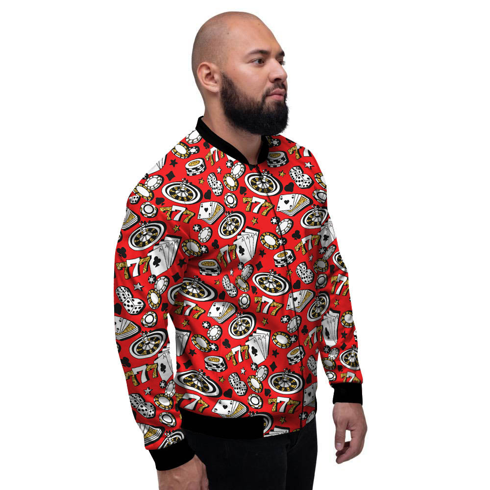 Poker Casino Print Pattern Men's Bomber Jacket-grizzshop