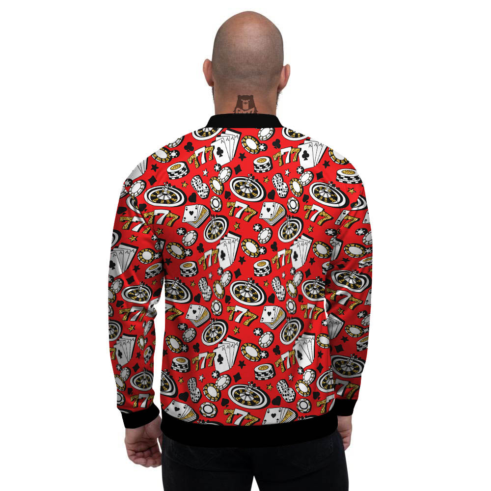 Poker Casino Print Pattern Men's Bomber Jacket-grizzshop