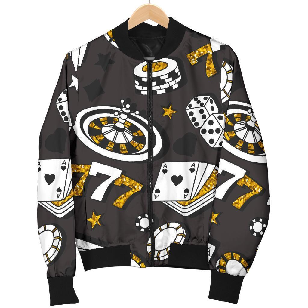 Poker Casino Print Pattern Men's Bomber Jacket-grizzshop