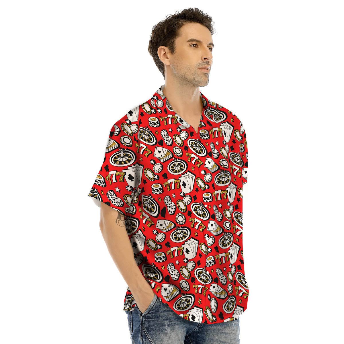 Poker Casino Print Pattern Men's Hawaiian Shirt-grizzshop