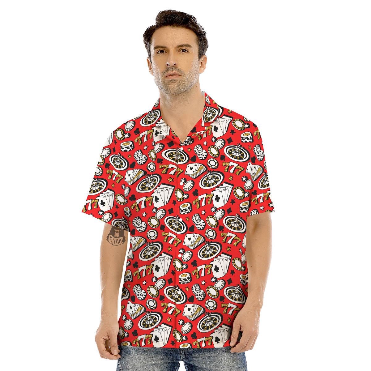 Poker Casino Print Pattern Men's Hawaiian Shirt-grizzshop
