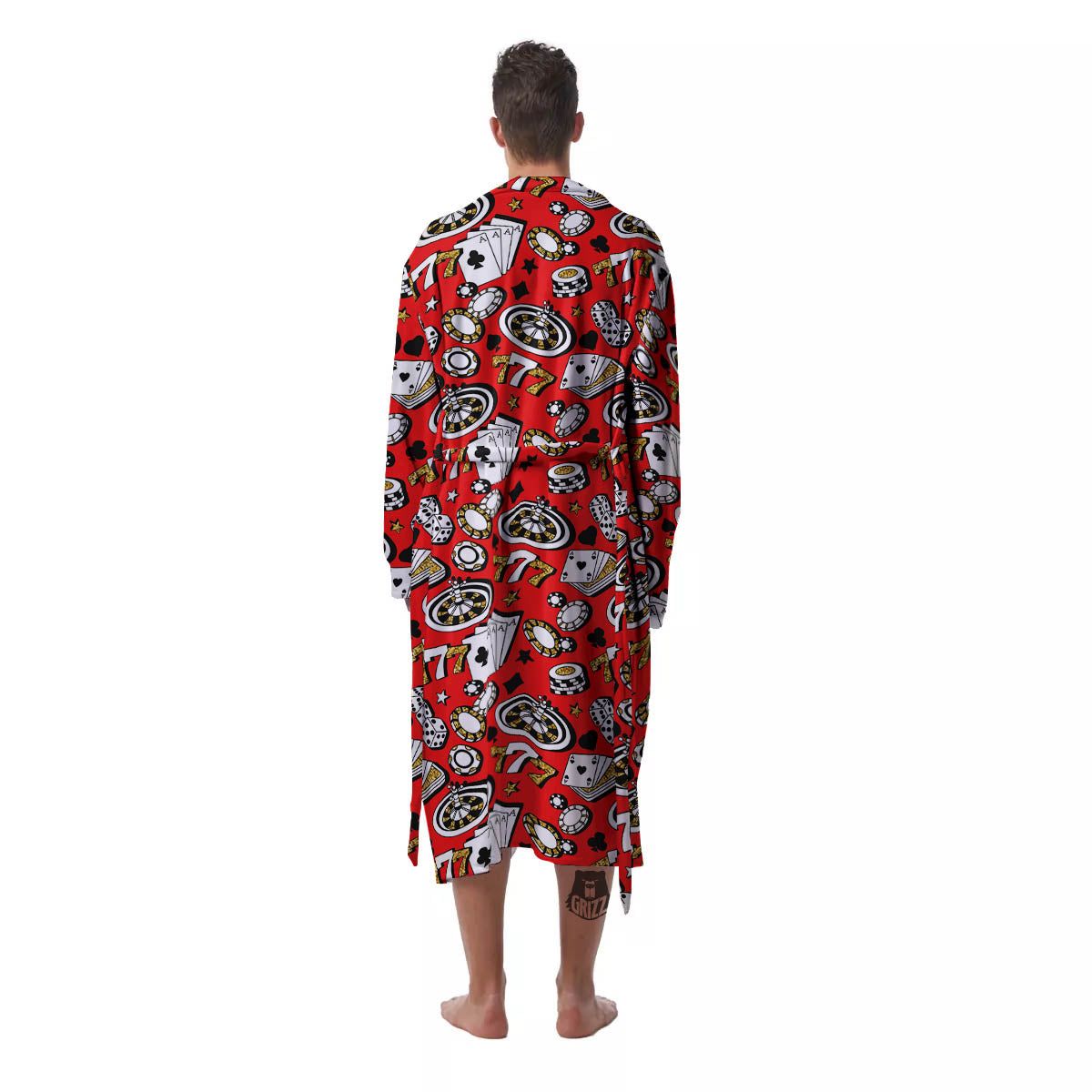 Poker Casino Print Pattern Men's Robe-grizzshop