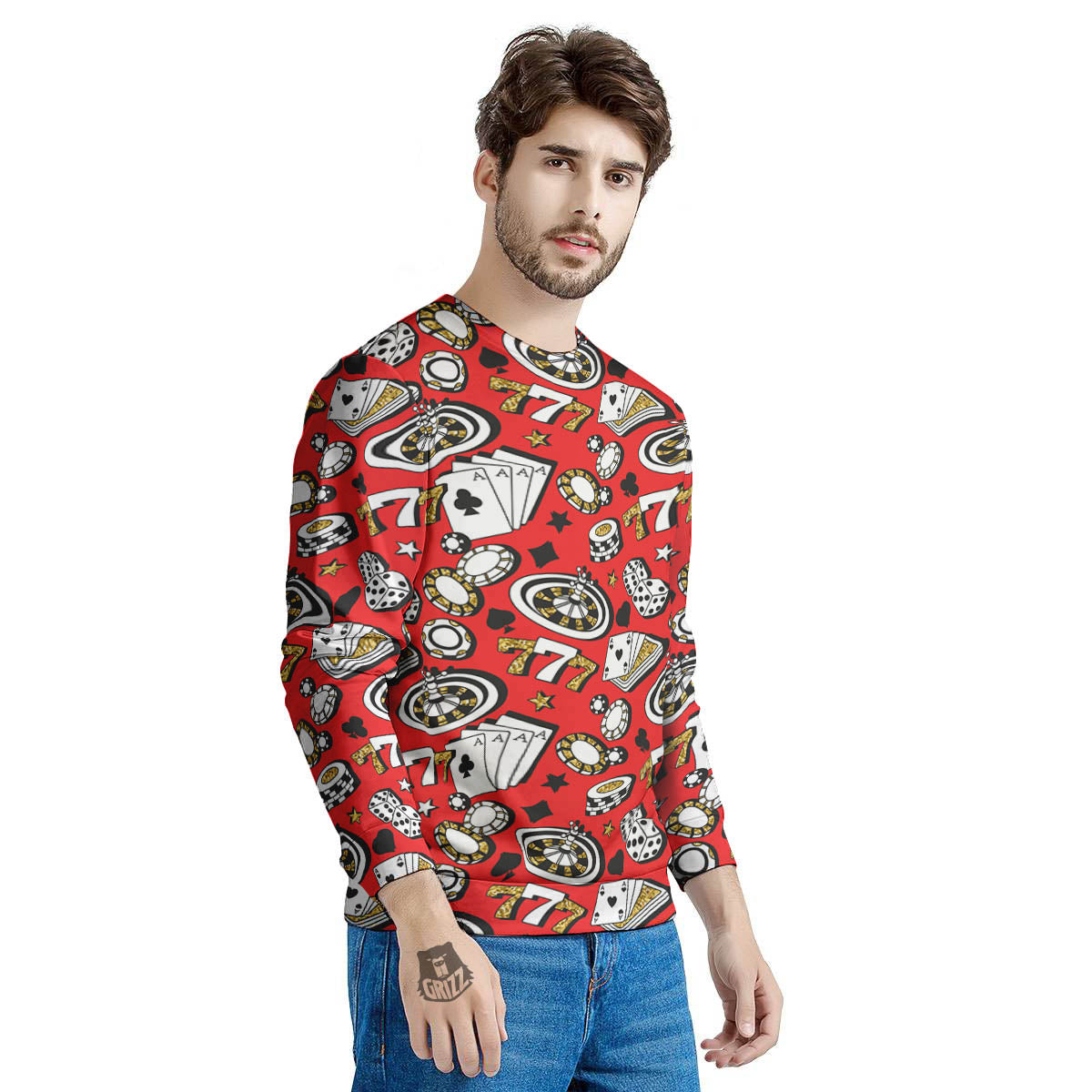 Poker Casino Print Pattern Men's Sweatshirt-grizzshop