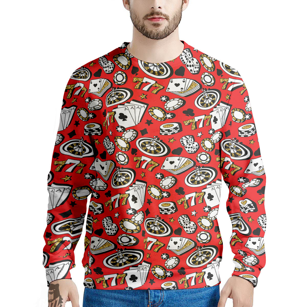 Poker Casino Print Pattern Men's Sweatshirt-grizzshop
