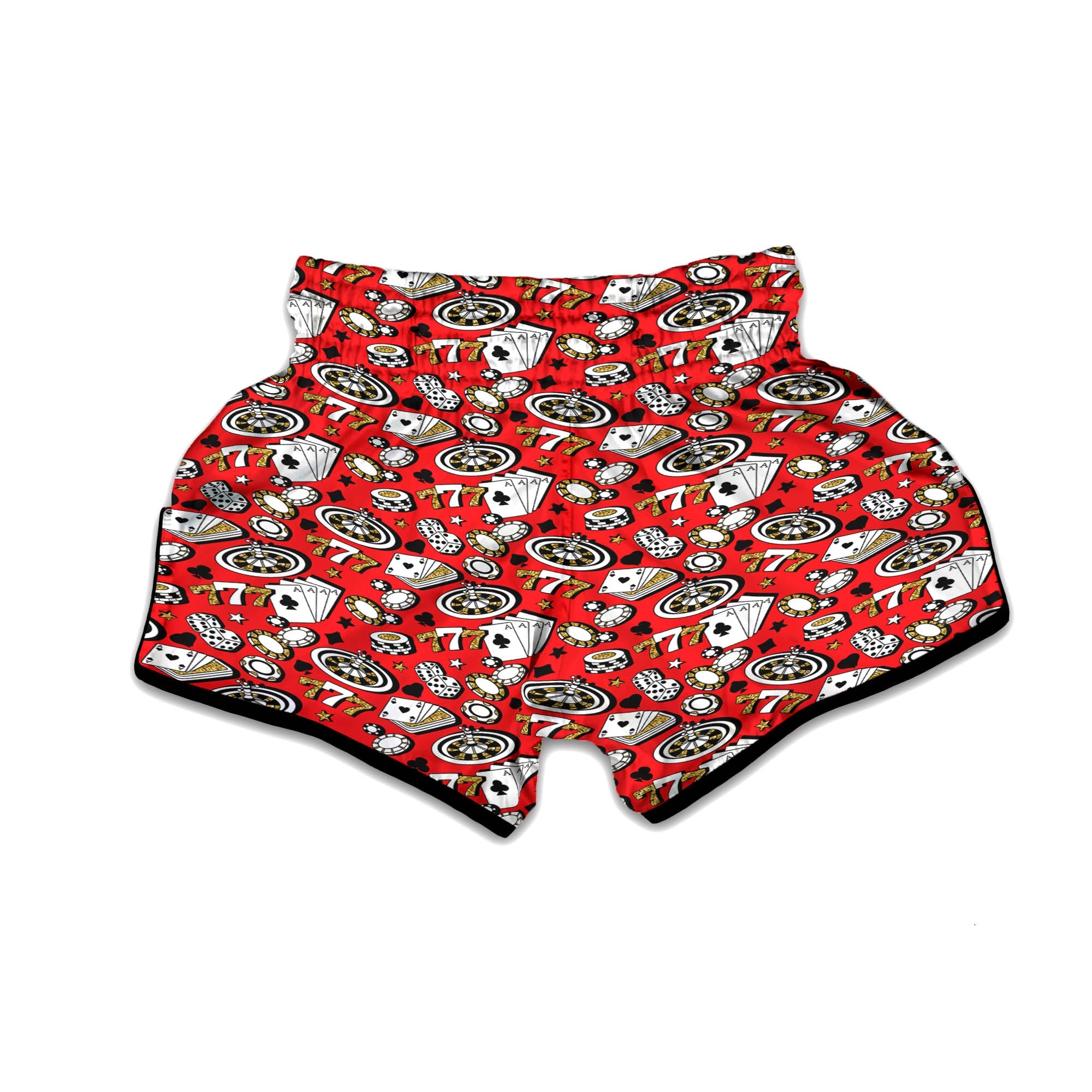 Poker Casino Print Pattern Muay Thai Boxing Shorts-grizzshop