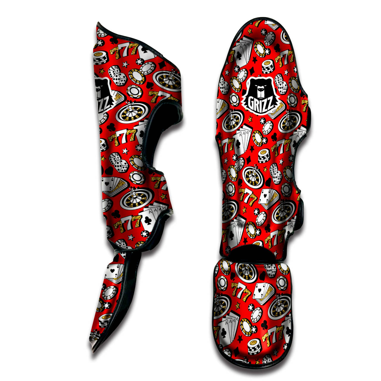 Poker Casino Print Pattern Muay Thai Shin Guards-grizzshop
