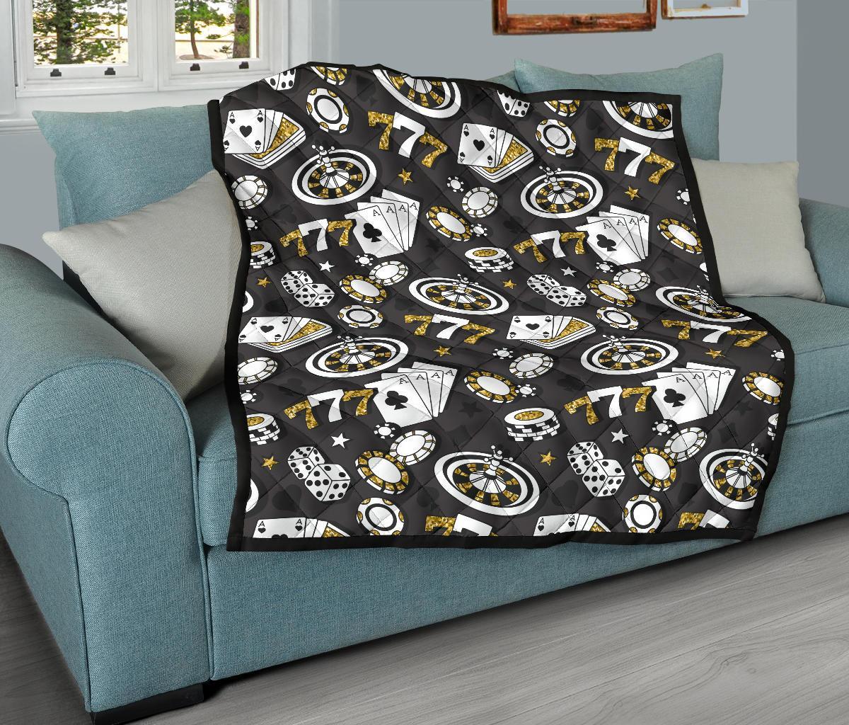 Poker Casino Print Pattern Quilt-grizzshop