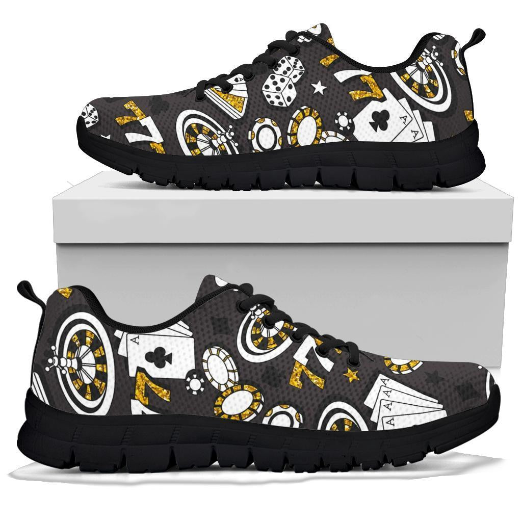 Poker Casino Print Pattern Sneaker Shoes For Men Women-grizzshop