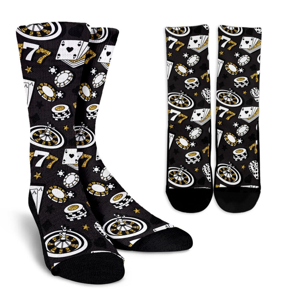 Poker Casino Print Pattern Unisex Crew Socks-grizzshop