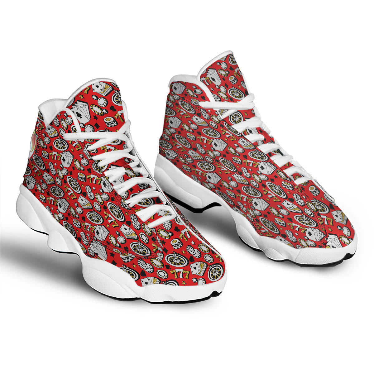 Poker Casino Print Pattern White Basketball Shoes-grizzshop
