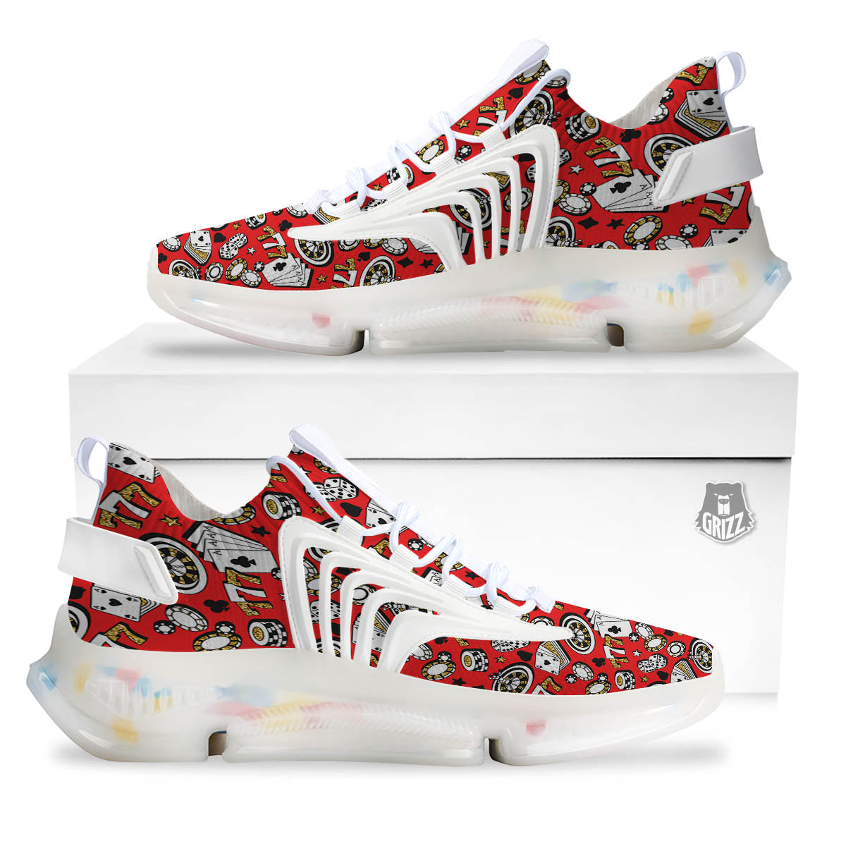 Poker Casino Print Pattern White Gym Shoes-grizzshop