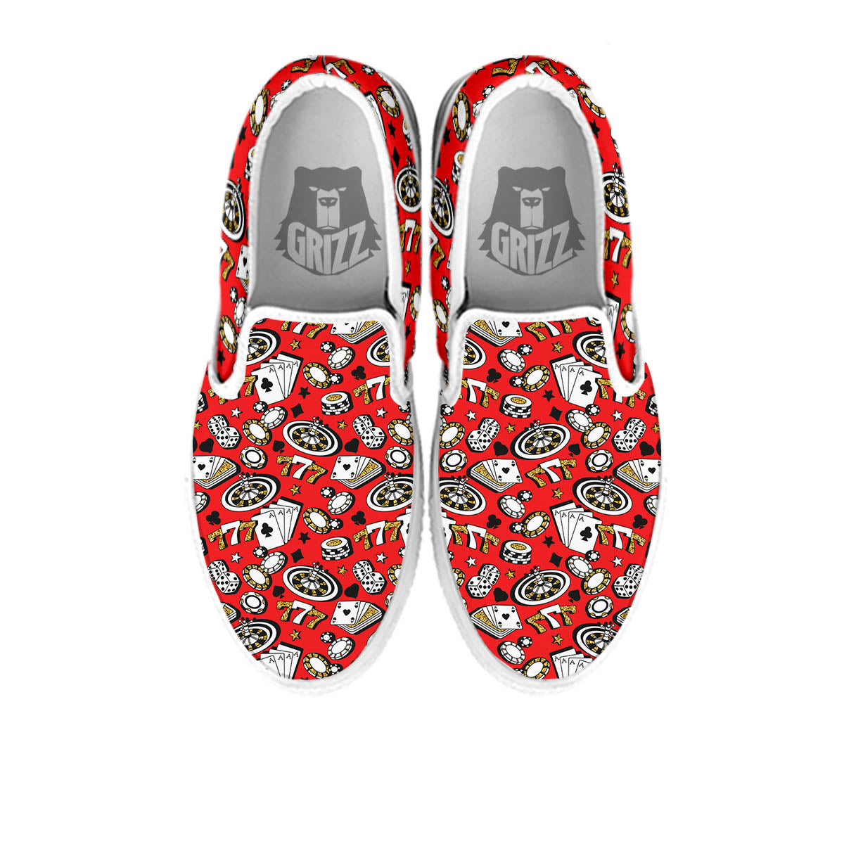 Poker Casino Print Pattern White Slip On Shoes-grizzshop