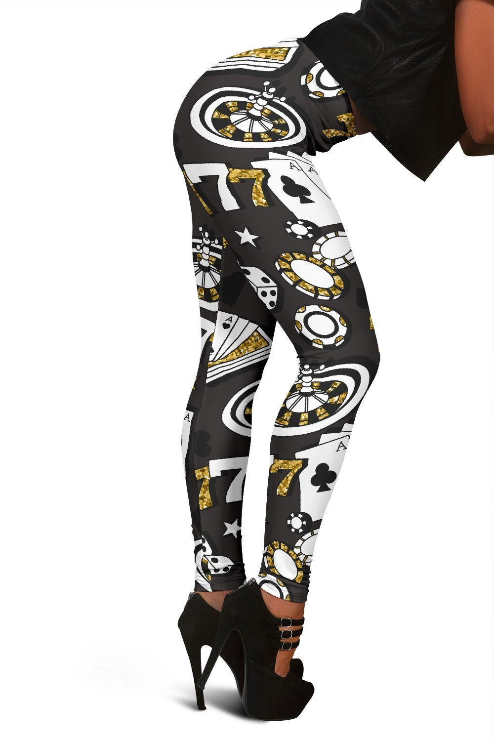 Poker Casino Print Pattern Women Leggings-grizzshop