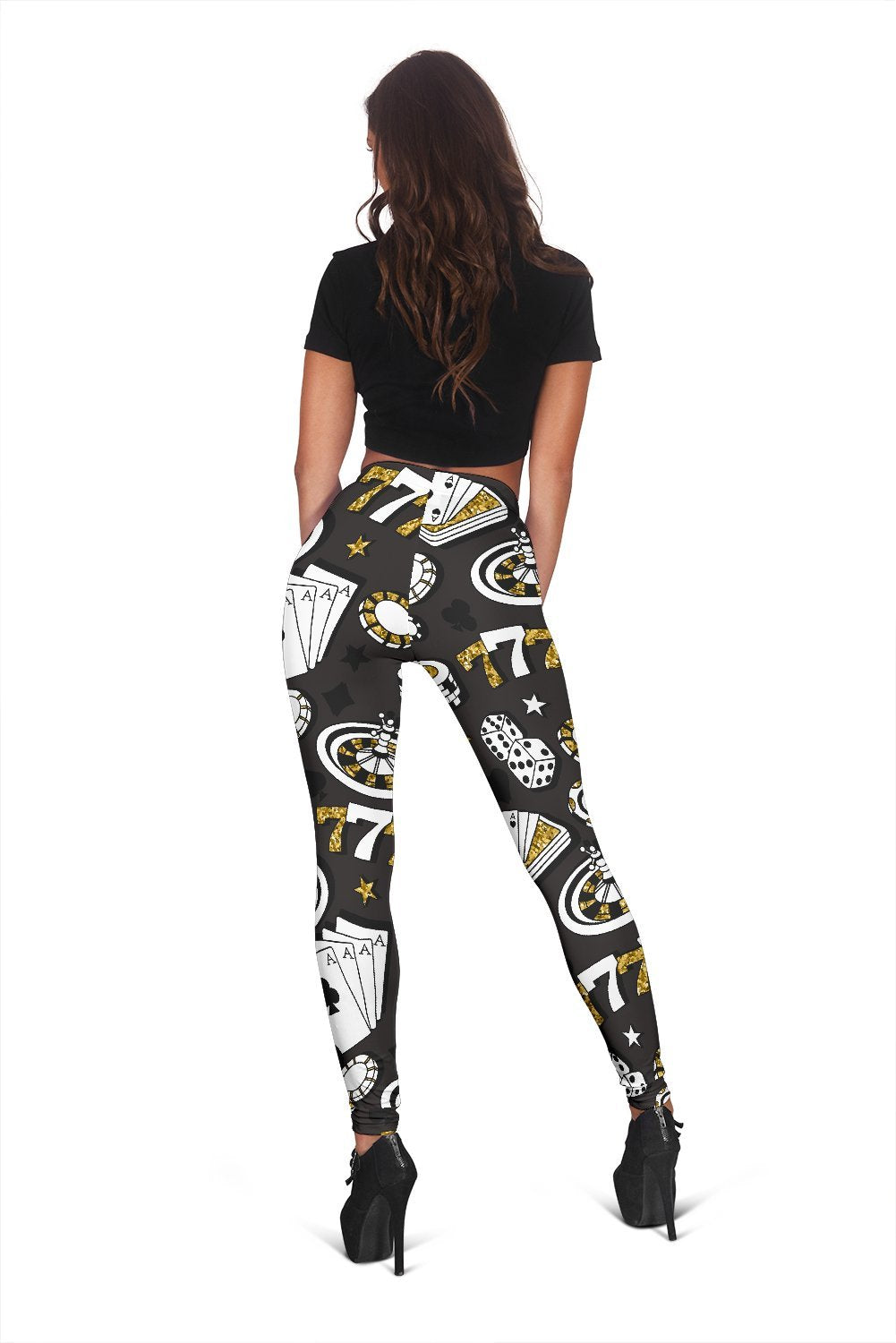 Poker Casino Print Pattern Women Leggings-grizzshop