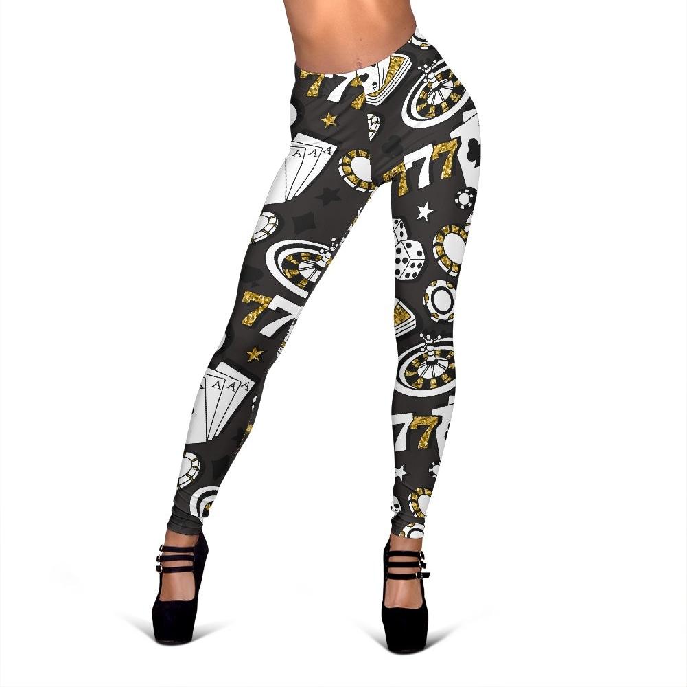Poker Casino Print Pattern Women Leggings-grizzshop