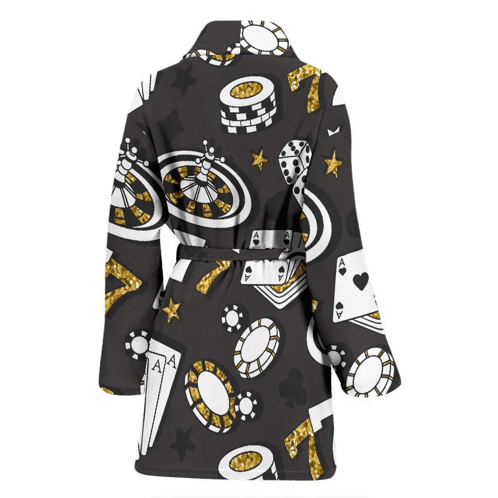 Poker Casino Print Pattern Women Long Robe-grizzshop