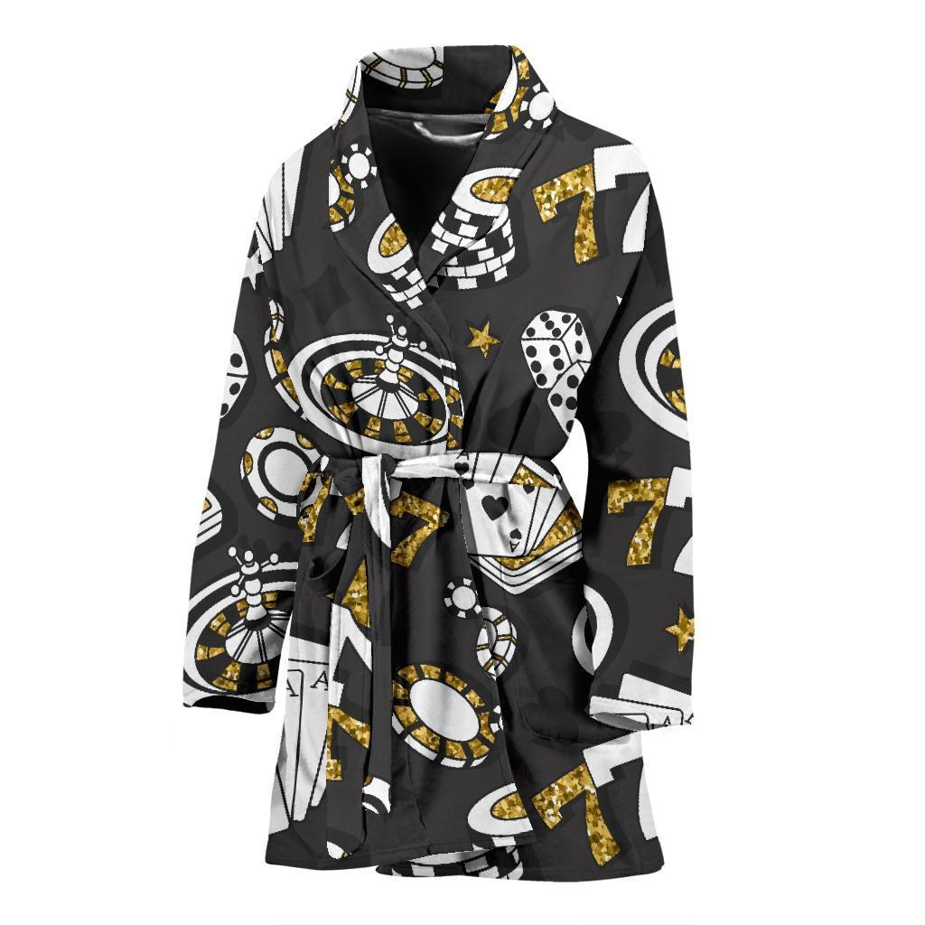 Poker Casino Print Pattern Women Long Robe-grizzshop