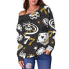 Poker Casino Print Pattern Women Off Shoulder Sweatshirt-grizzshop