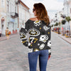 Poker Casino Print Pattern Women Off Shoulder Sweatshirt-grizzshop