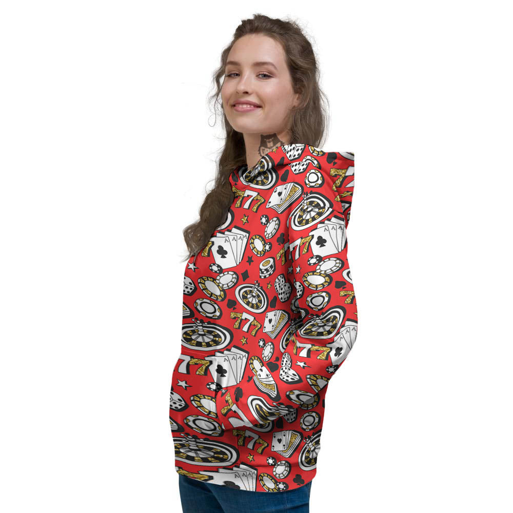Poker Casino Print Pattern Women's Hoodie-grizzshop