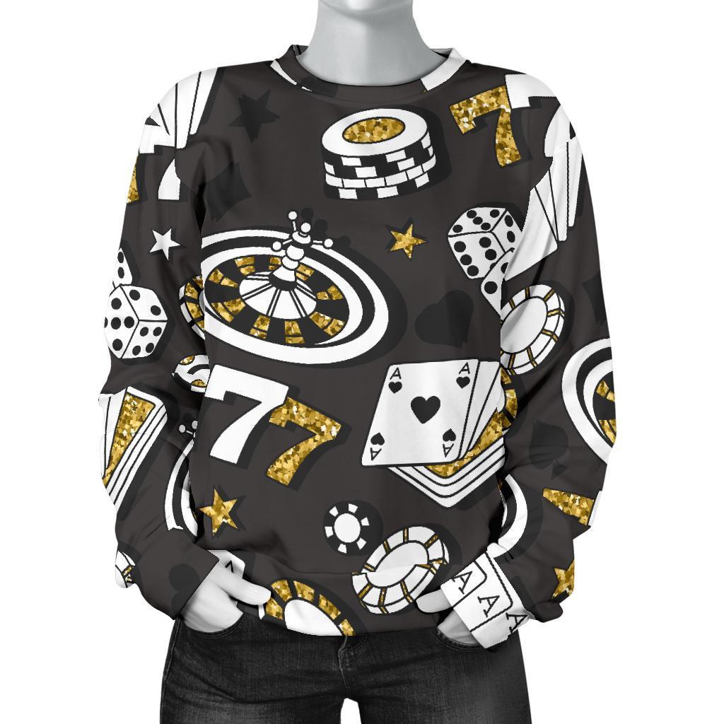 Poker Casino Print Pattern Women's Sweatshirt-grizzshop