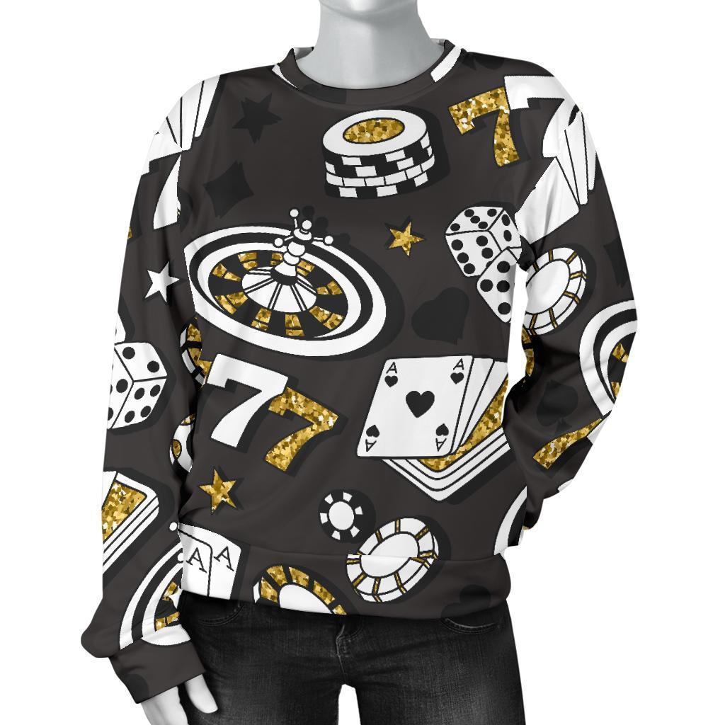 Poker Casino Print Pattern Women's Sweatshirt-grizzshop