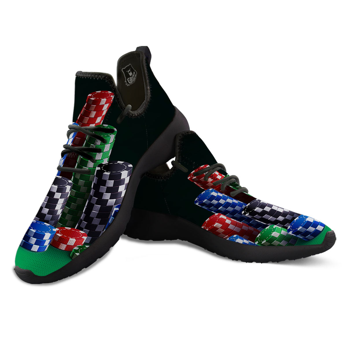 Poker Chips Print Black Athletic Shoes-grizzshop