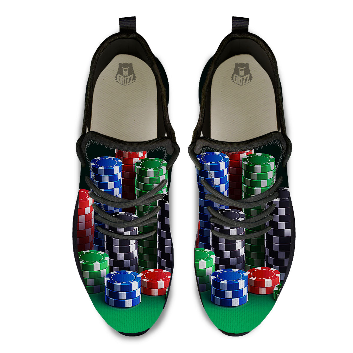 Poker Chips Print Black Athletic Shoes-grizzshop