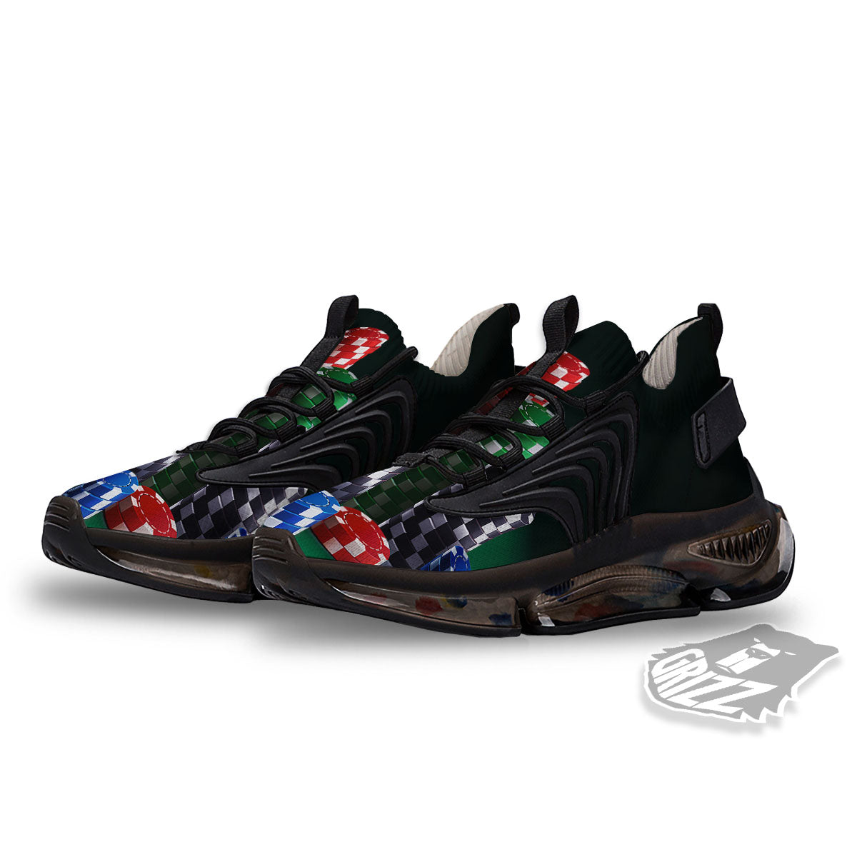 Poker Chips Print Black Gym Shoes-grizzshop