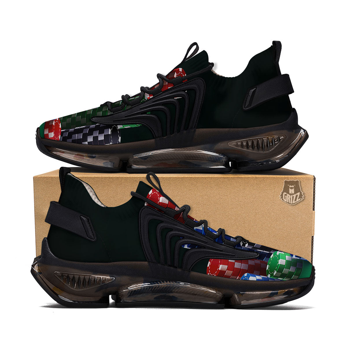 Poker Chips Print Black Gym Shoes-grizzshop
