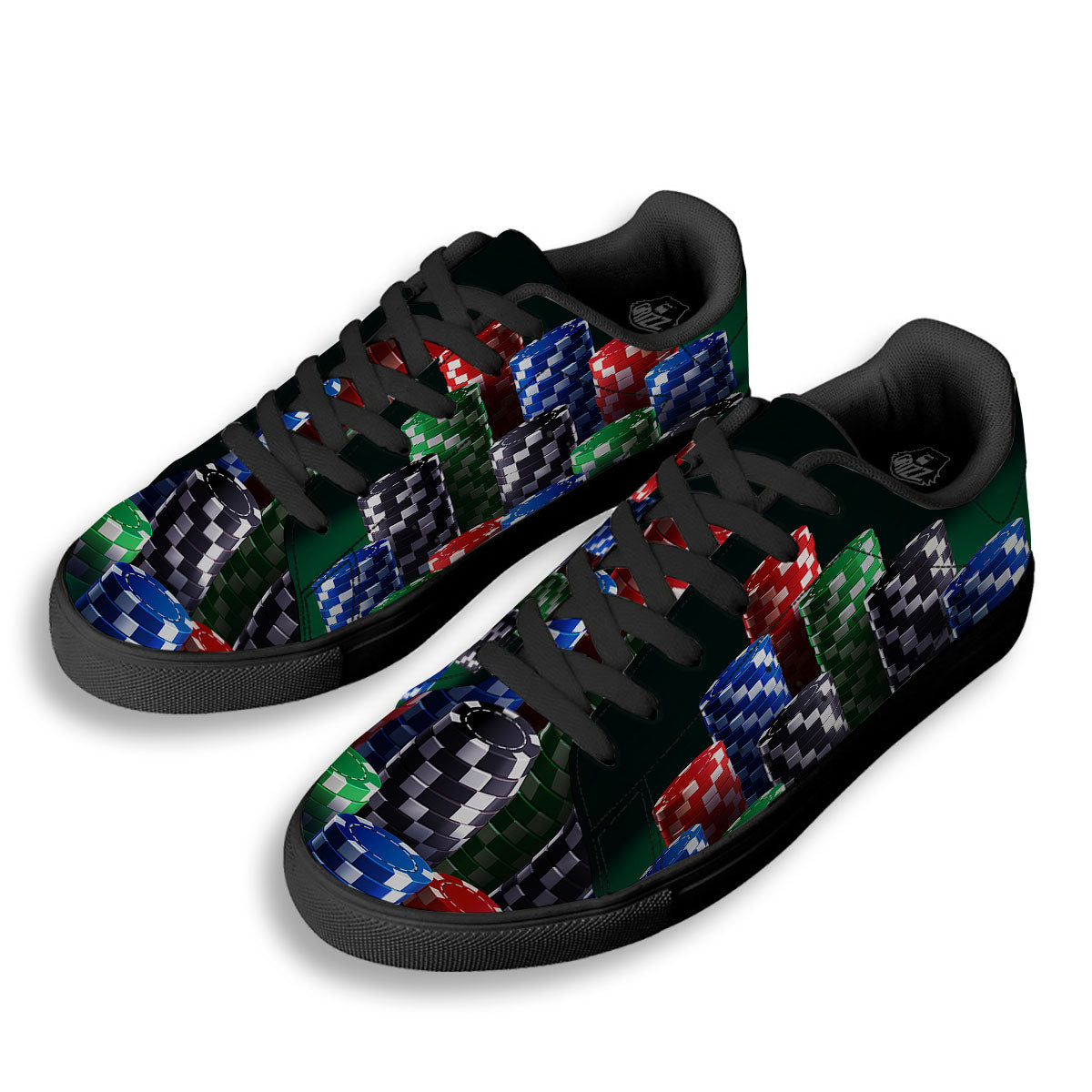 Poker Chips Print Black Low Top Sneakers-grizzshop