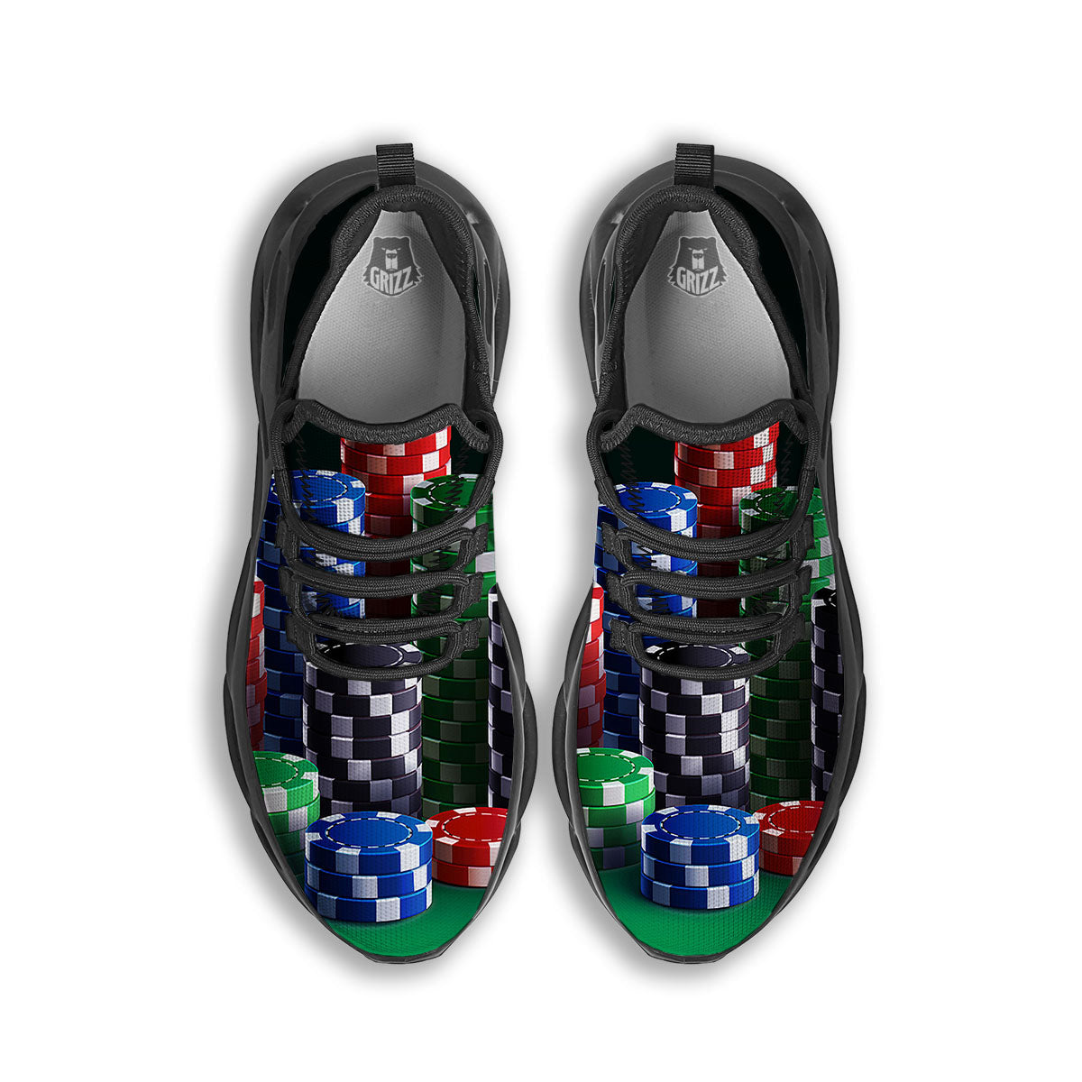 Poker Chips Print Black Running Shoes-grizzshop