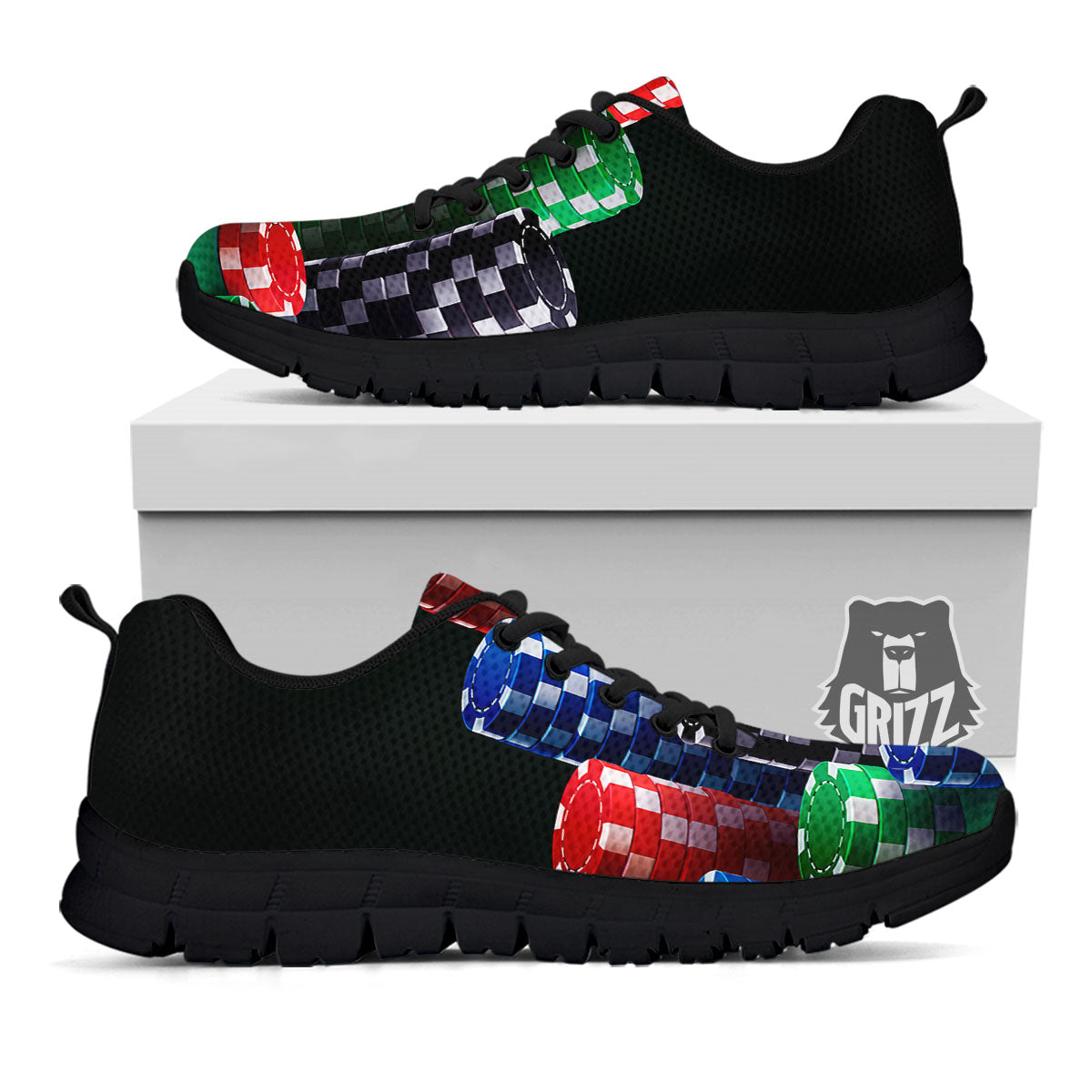 Poker Chips Print Black Sneaker-grizzshop