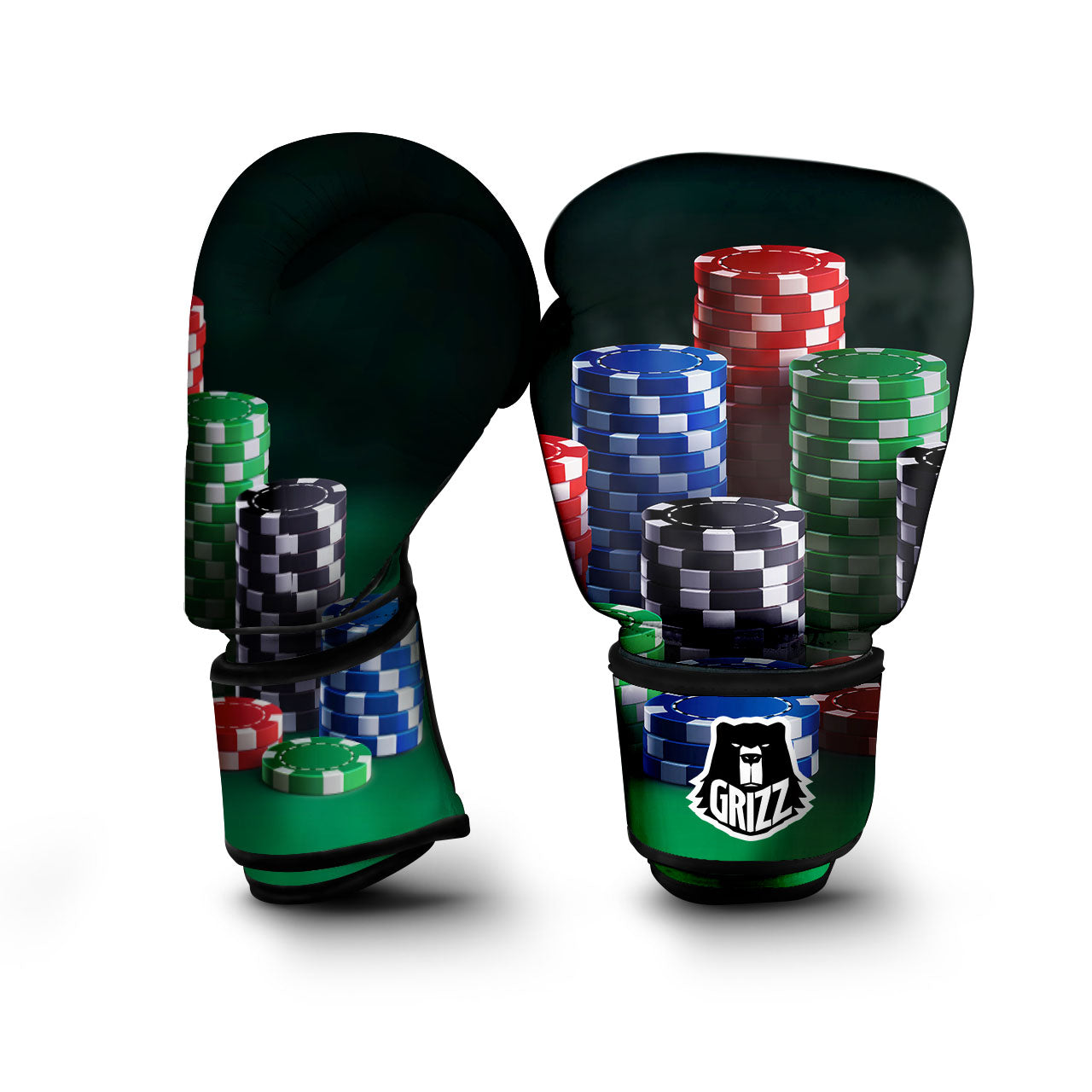 Poker Chips Print Boxing Gloves-grizzshop