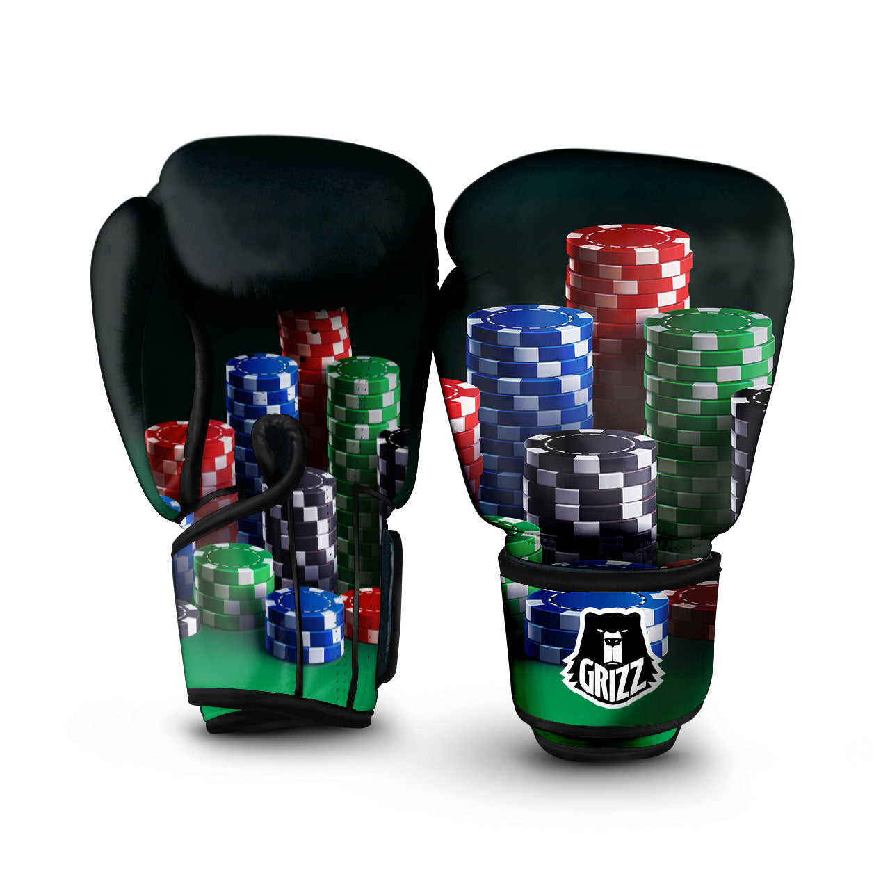 Poker Chips Print Boxing Gloves-grizzshop