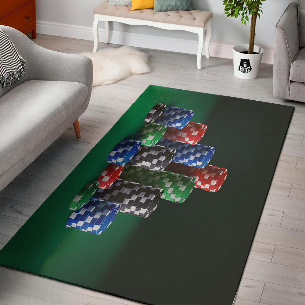 Poker Chips Print Floor Mat-grizzshop