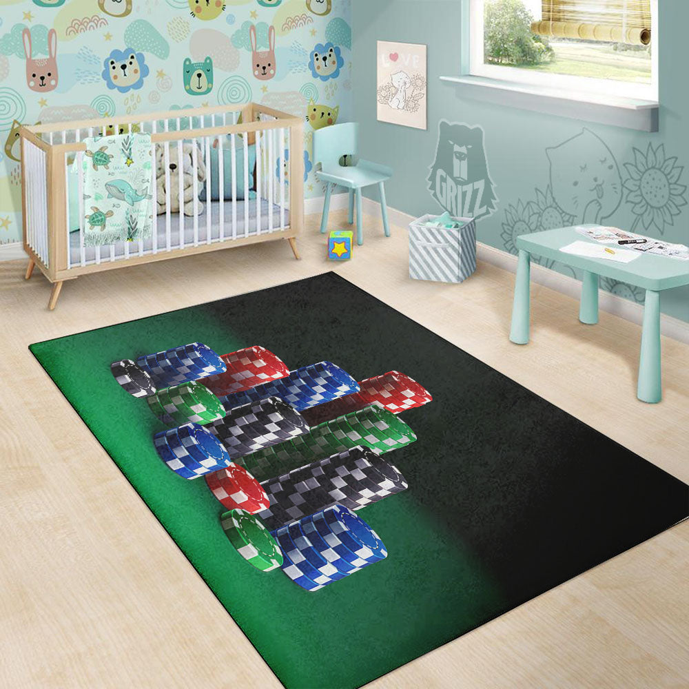 Poker Chips Print Floor Mat-grizzshop