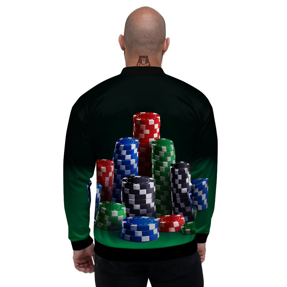 Poker Chips Print Men's Bomber Jacket-grizzshop