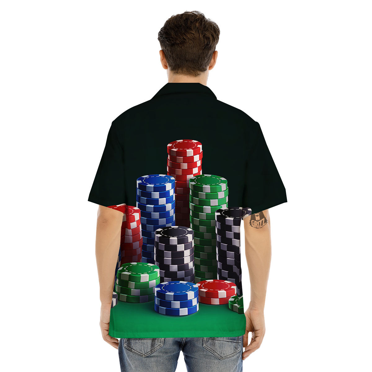 Poker Chips Print Men's Hawaiian Shirt-grizzshop
