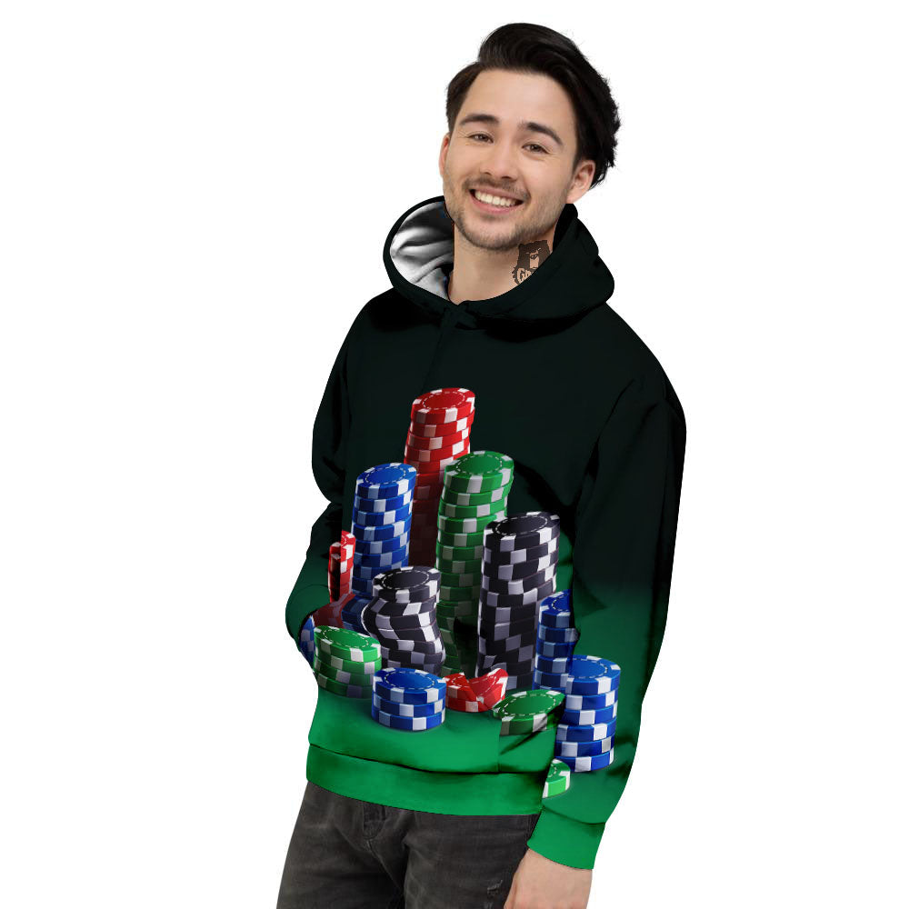 Poker Chips Print Men's Hoodie-grizzshop