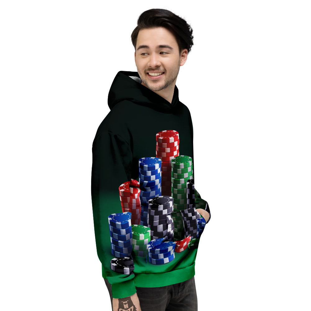 Poker Chips Print Men's Hoodie-grizzshop