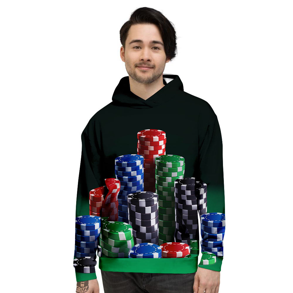 Poker Chips Print Men's Hoodie-grizzshop