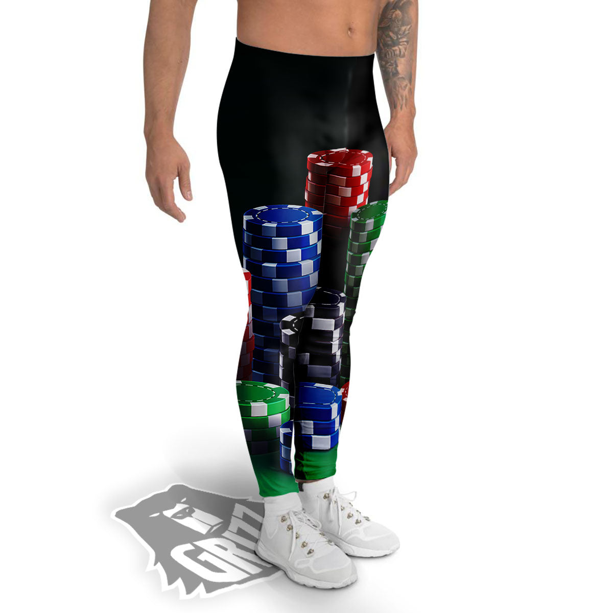 Poker Chips Print Men's Leggings-grizzshop